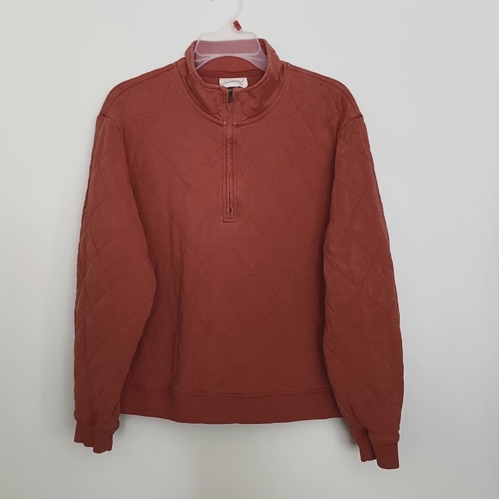 Universal Threads quilted quarter zip pullover in a terracotta colorway womens L